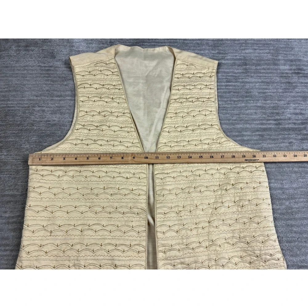Unbranded Vest Womens 40 Cream Embroidered Wave Open Front Boho Raw Silk Style‎